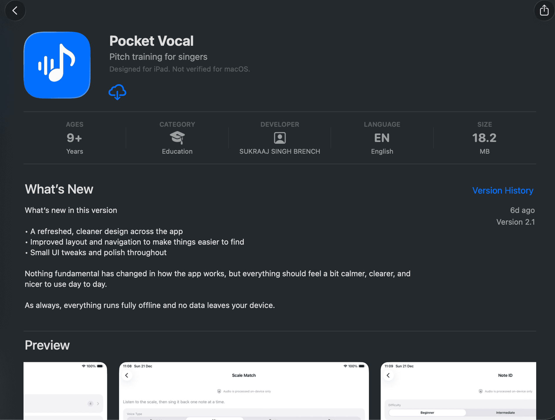 Pocket Vocal Hub (iOS)